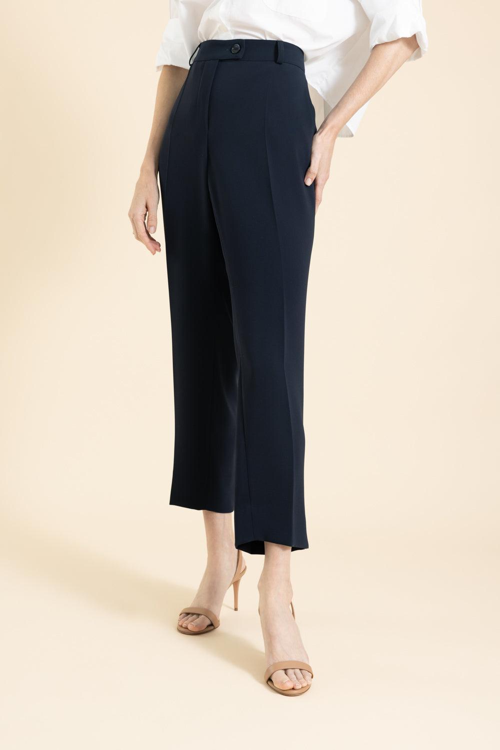 Tab Front Travel Slim Ankle Pant-NAVY-40-CLOTHINGPANTCASUAL-MAISON COMMON