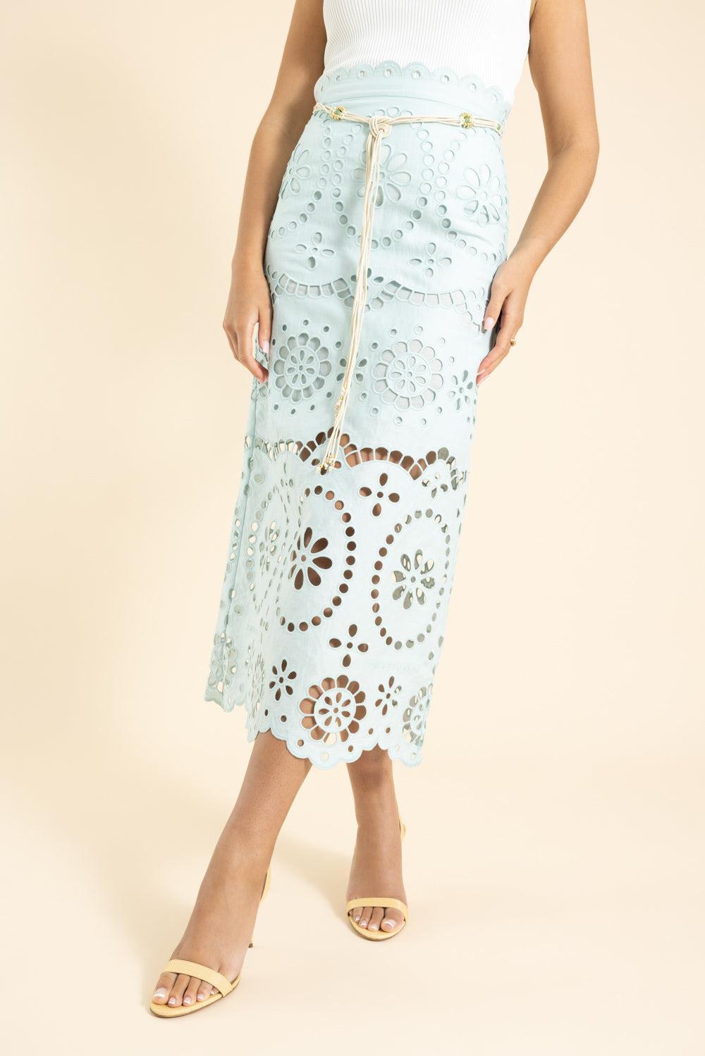 Awaken Embroidered Skirt-GREEN-0-CLOTHINGSKIRTMAXI-ZIMMERMANN