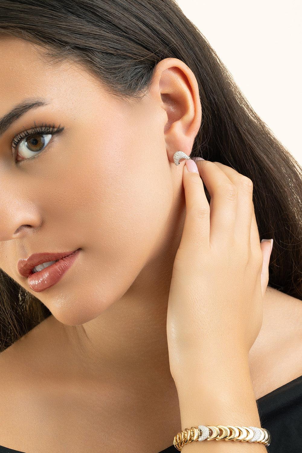 Diamond Zaha Huggie Earrings-WHITE GOLD-JEWELRYFINE JEWELEARRING-ZAHN-Z