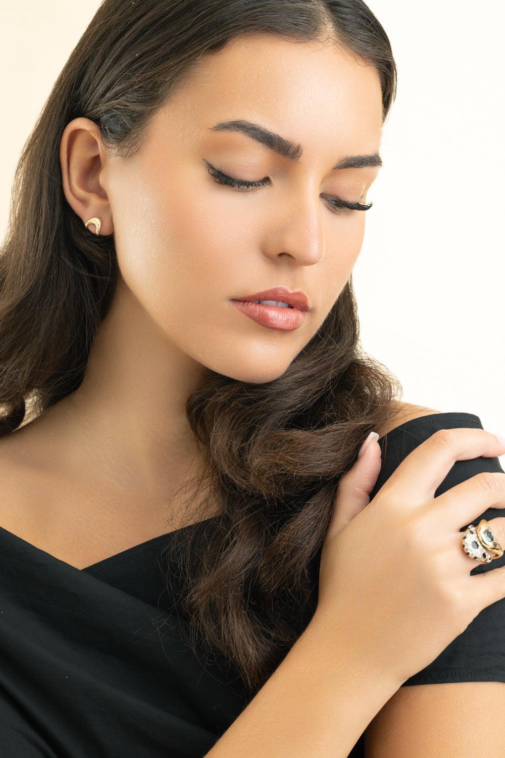 Zaha Huggie Earrings-YELLOW GOLD-JEWELRYFINE JEWELEARRING-ZAHN-Z