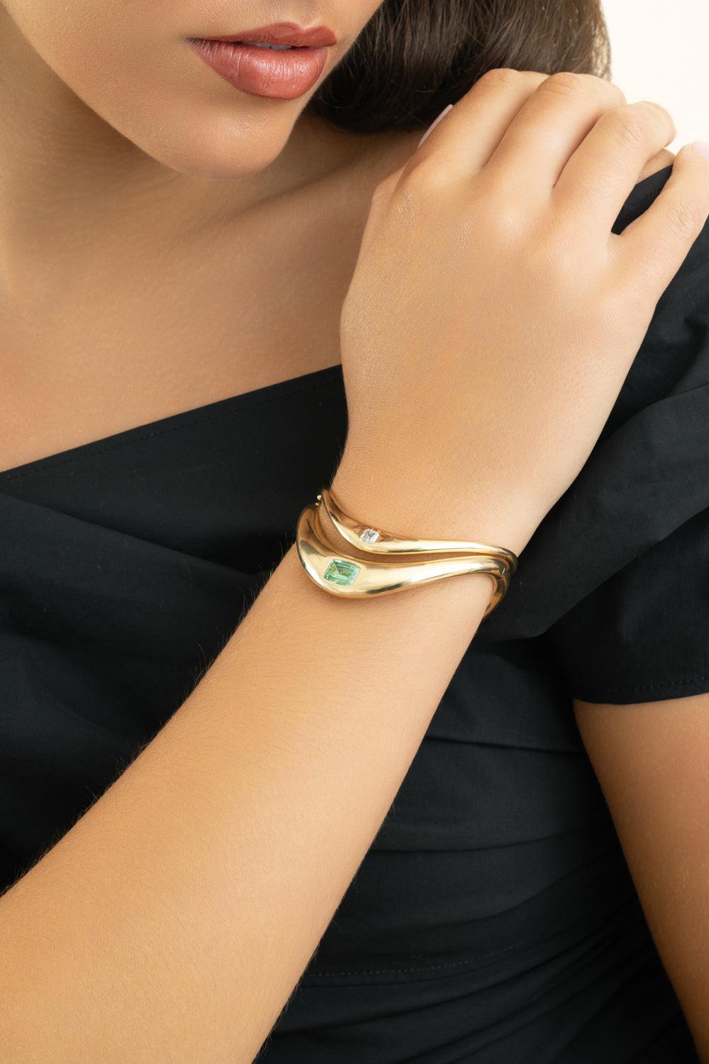 Diamond Zaha Snap Cuff Bracelet-YELLOW GOLD-JEWELRYFINE JEWELBRACELET O-ZAHN-Z