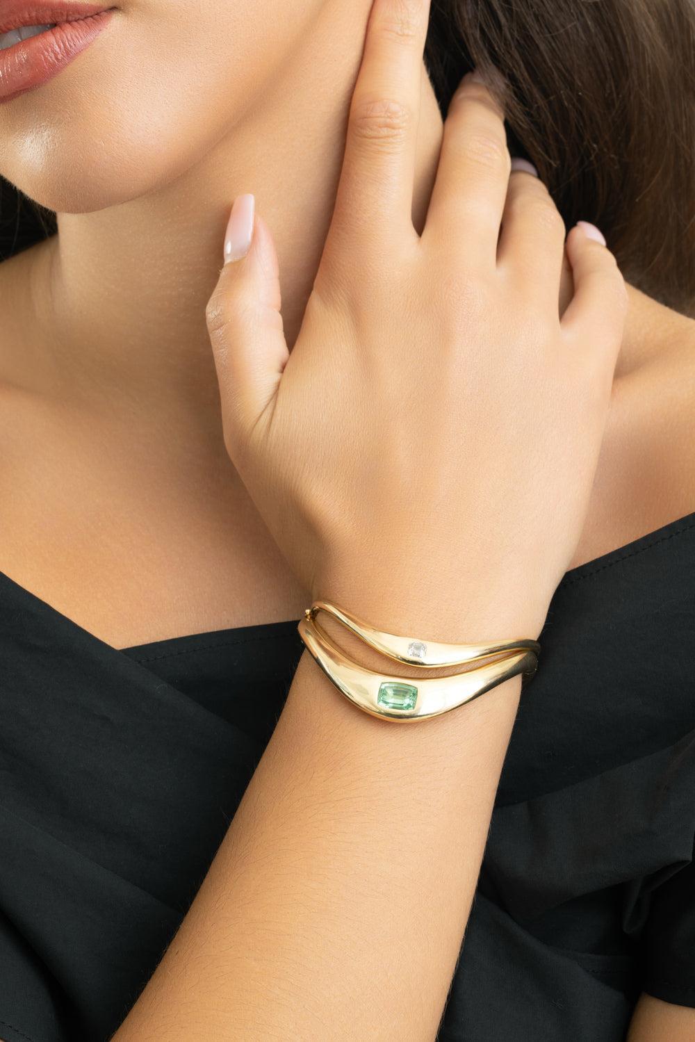 Diamond Zaha Snap Cuff Bracelet-YELLOW GOLD-JEWELRYFINE JEWELBRACELET O-ZAHN-Z