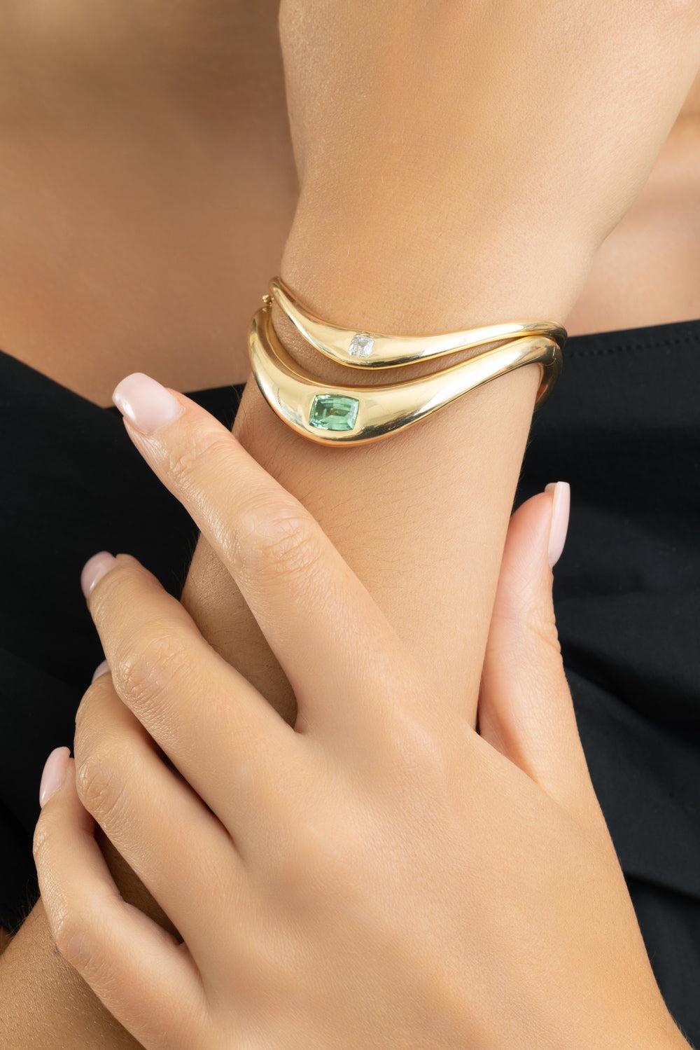 Diamond Zaha Snap Cuff Bracelet-YELLOW GOLD-JEWELRYFINE JEWELBRACELET O-ZAHN-Z