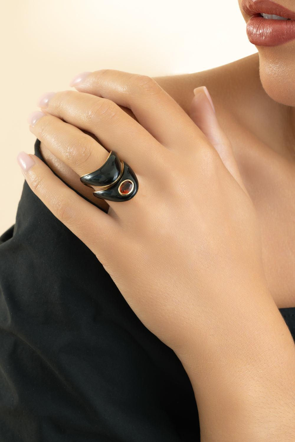 Onyx Big Zaha Ring-YELLOW GOLD-6.5-JEWELRYFINE JEWELRING-ZAHN-Z