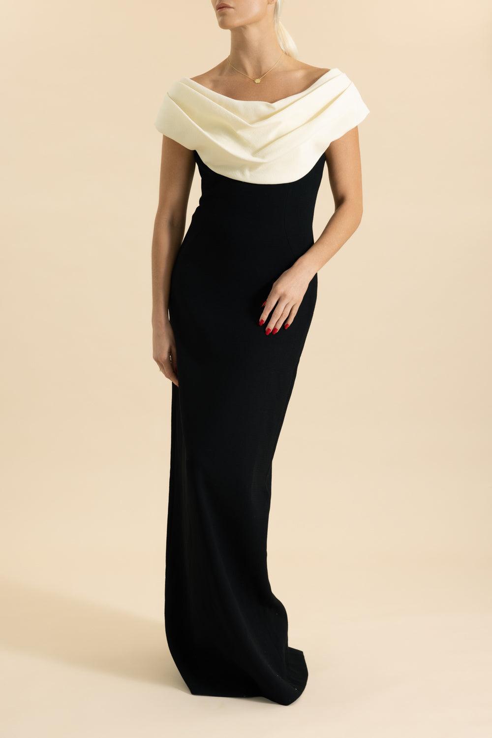 Crowl Neck Gown-BLACK-6-CLOTHINGDRESSGOWN-LELA ROSE