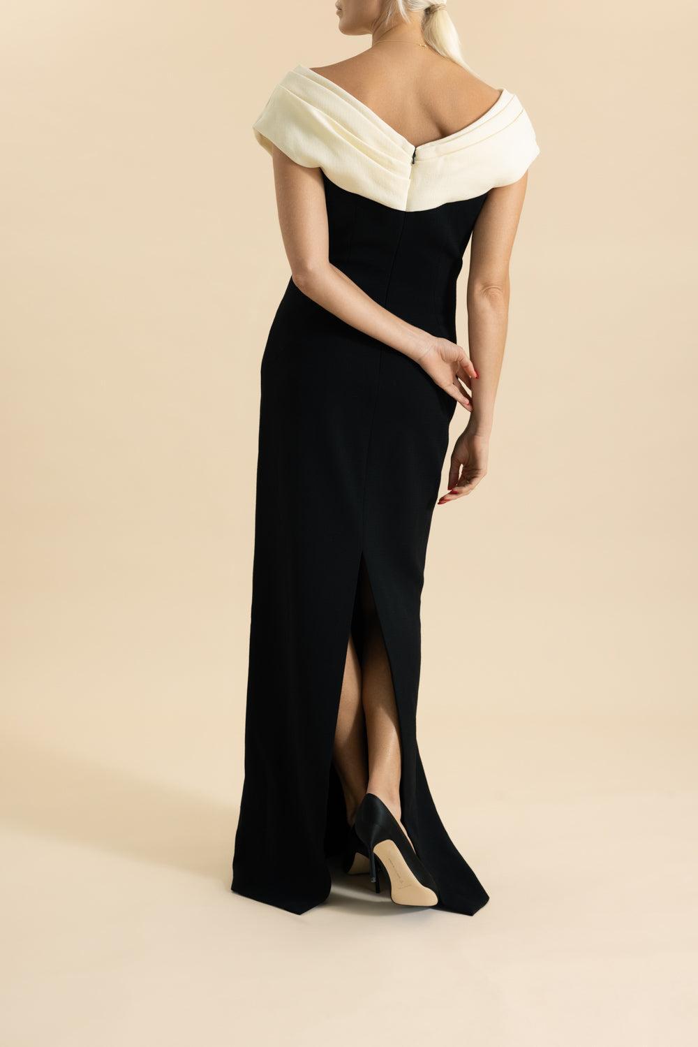 Crowl Neck Gown-BLACK-6-CLOTHINGDRESSGOWN-LELA ROSE