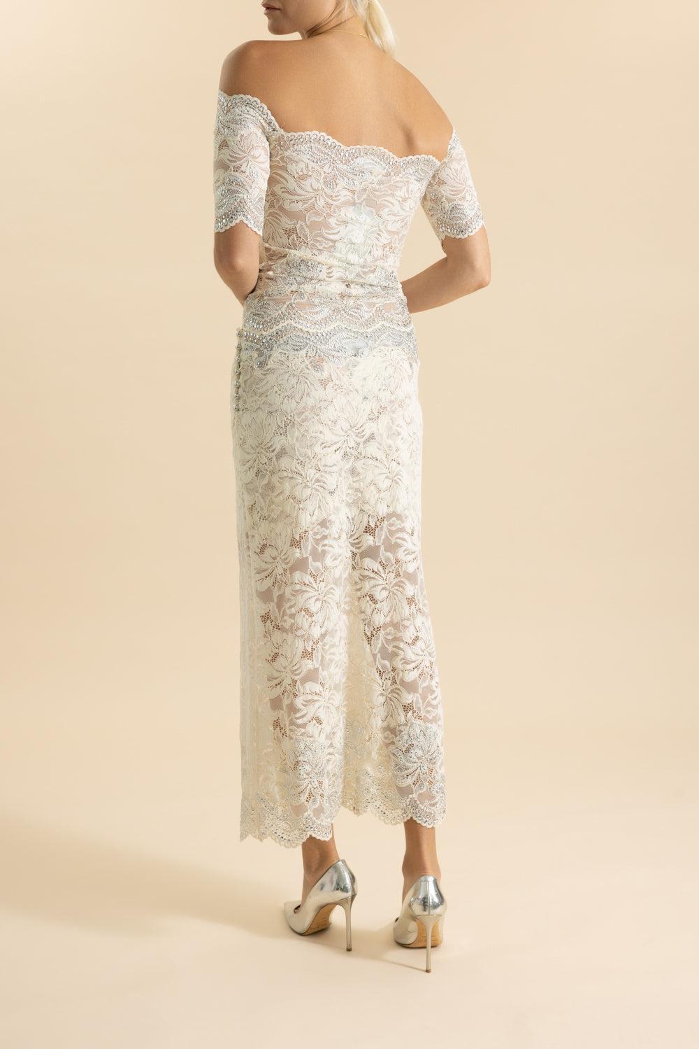 Short Sleeve Off The Shoulder Top-IVORY-34-CLOTHINGTOPBLOUSE-RABANNE