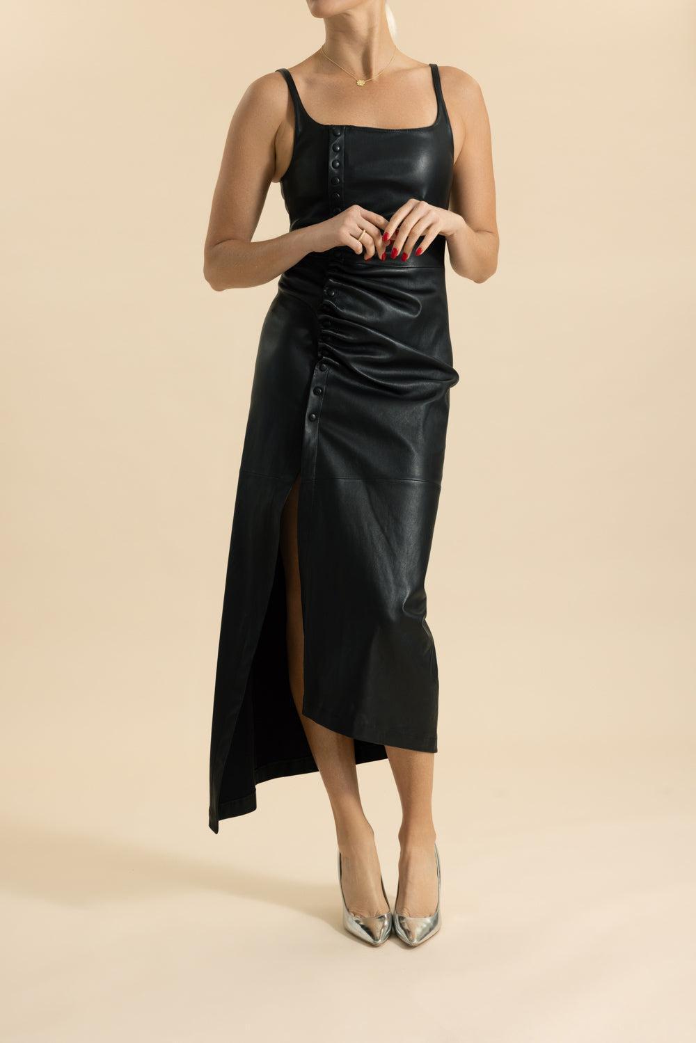 Stretch Robe Dress-BLACK-36-CLOTHINGDRESSGOWN-RABANNE