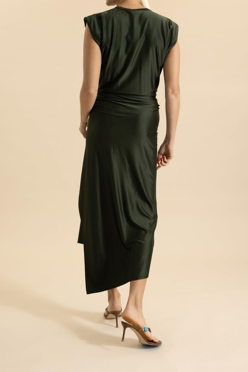 Cap Sleeve Long Dress-NEW KAKI-34-CLOTHINGDRESSCASUAL-RABANNE