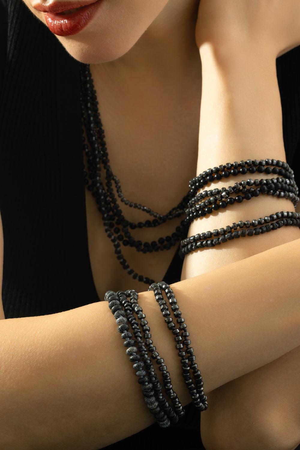 Matte Hematite Beaded Bracelet-ROSE GOLD-7.5-JEWELRYFINE JEWELBRACELET O-WALTERS FAITH