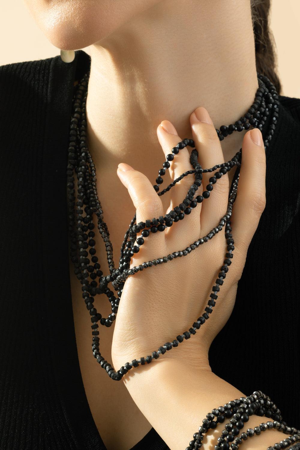 Matte Hematite Beaded Necklace-RHODIUM-22-JEWELRYFINE JEWELNECKLACE O-WALTERS FAITH