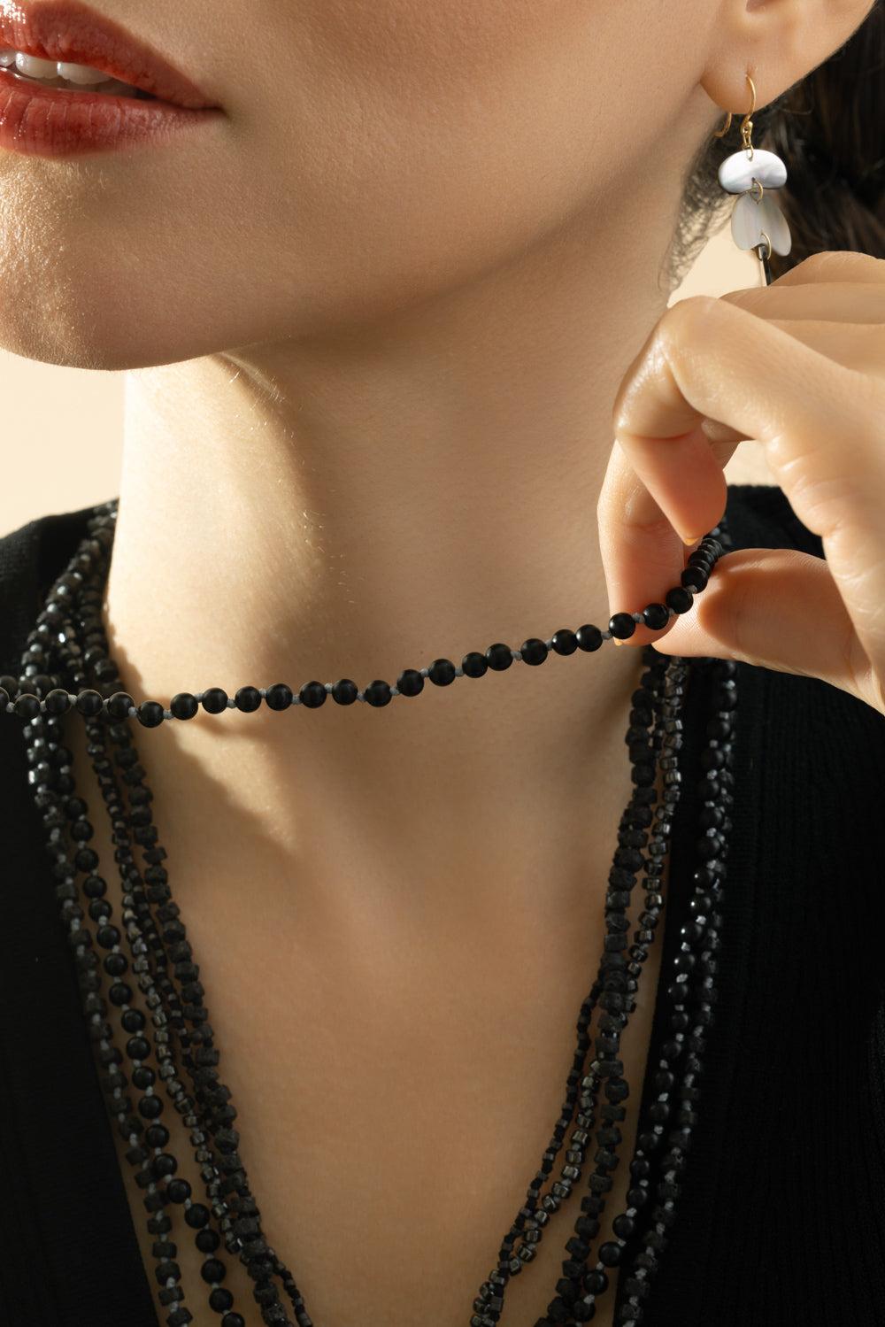 Lava Beaded Necklace-SILVER-22-JEWELRYFINE JEWELNECKLACE O-WALTERS FAITH