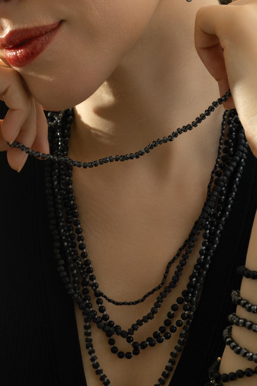 Lava Beaded Necklace-ROSE GOLD-22-JEWELRYFINE JEWELNECKLACE O-WALTERS FAITH