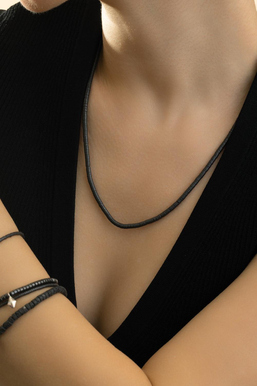 Matte Hematite Beaded Necklace-RUTHENIU-20-JEWELRYFINE JEWELNECKLACE O-WALTERS FAITH