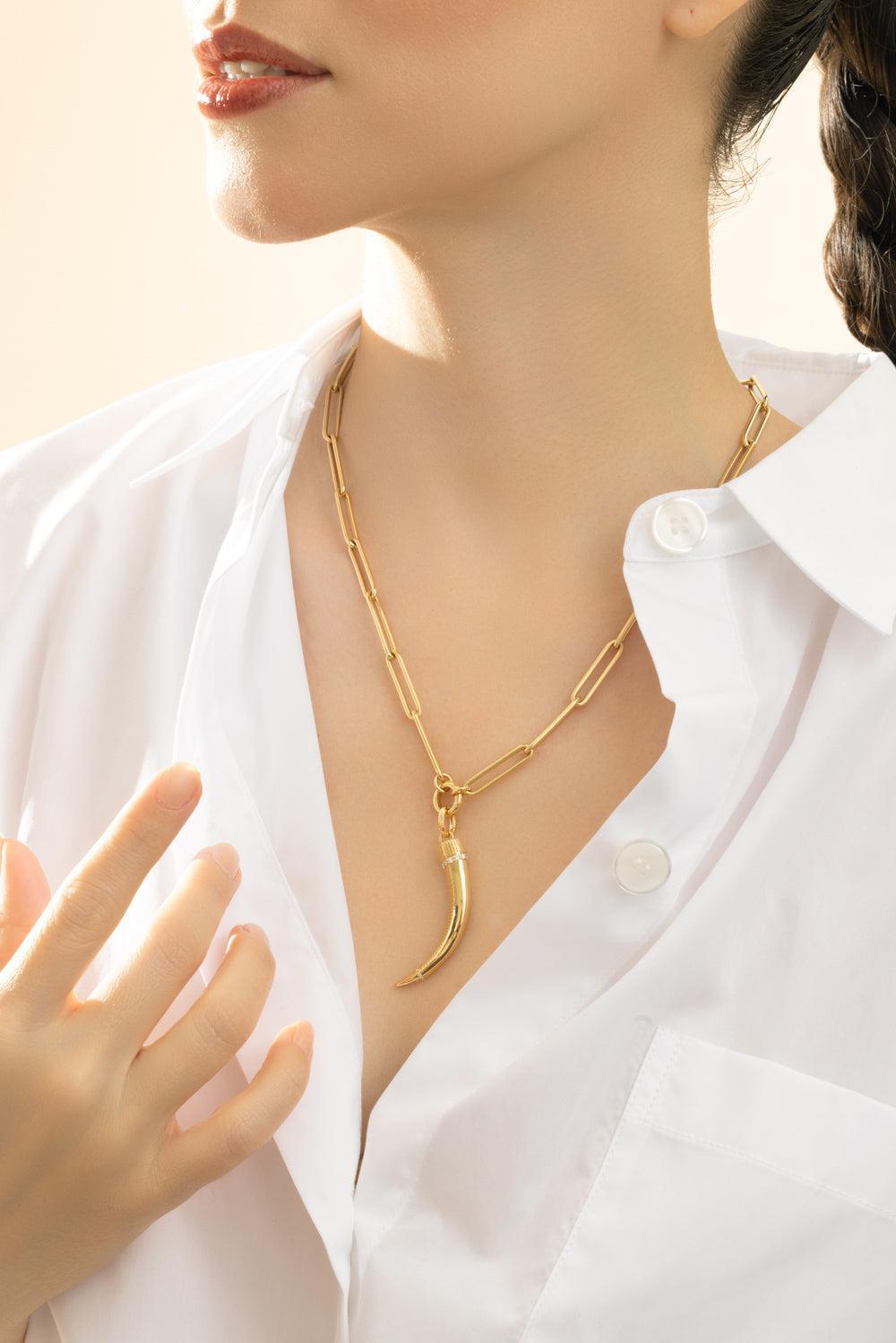 La Loba Claw Pendant-YELLOW GOLD-JEWELRYFINE JEWELPENDANT-FOUNDRAE