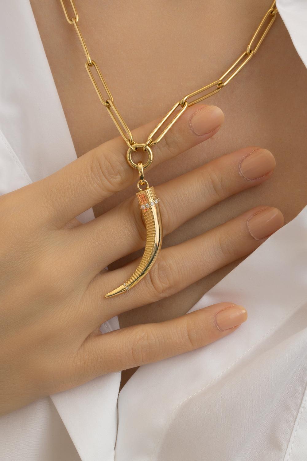 La Loba Claw Pendant-YELLOW GOLD-JEWELRYFINE JEWELPENDANT-FOUNDRAE