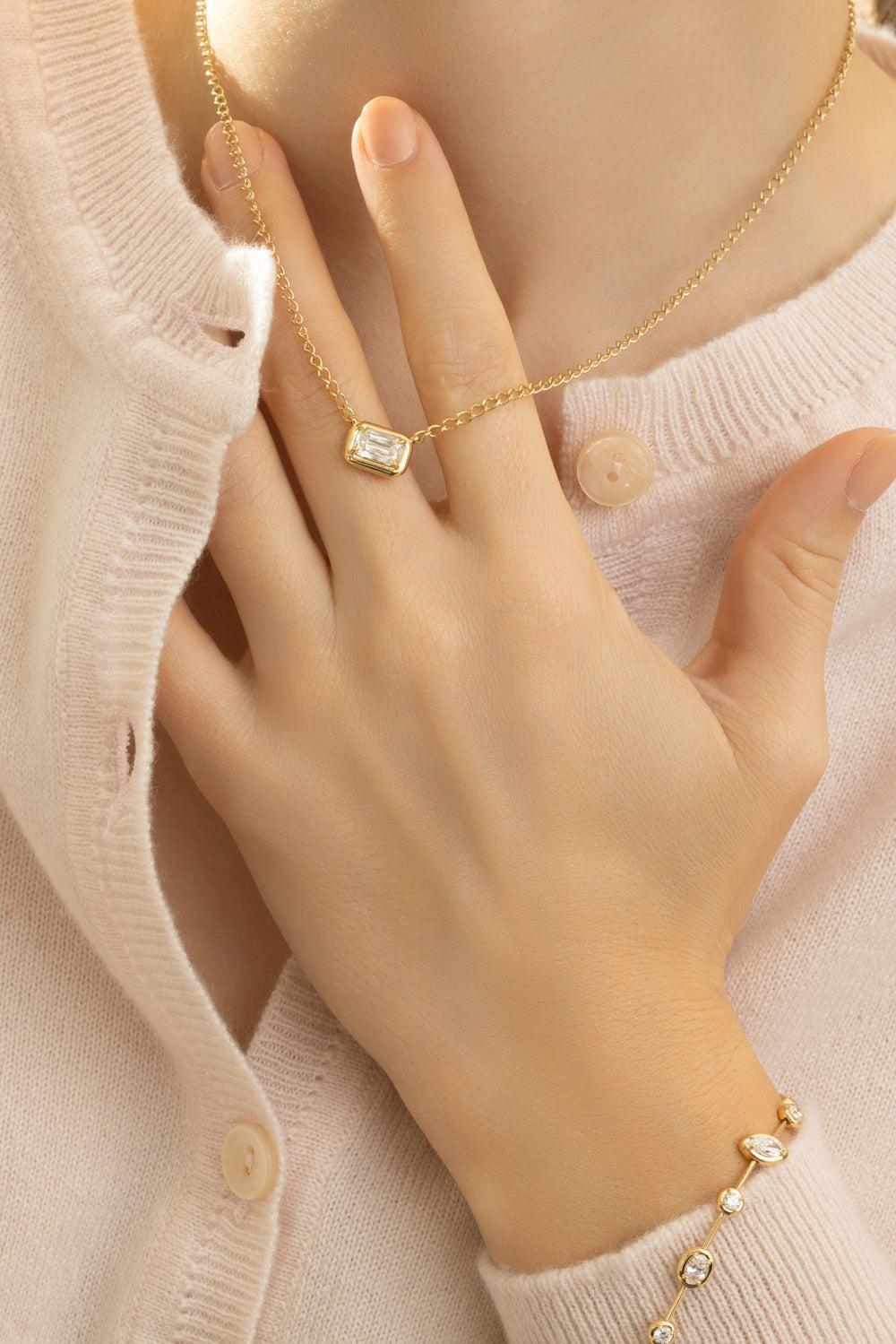 Diamond Bezel Set Solitaire Necklace-YELLOW GOLD-JEWELRYFINE JEWELNECKLACE O-KWIAT