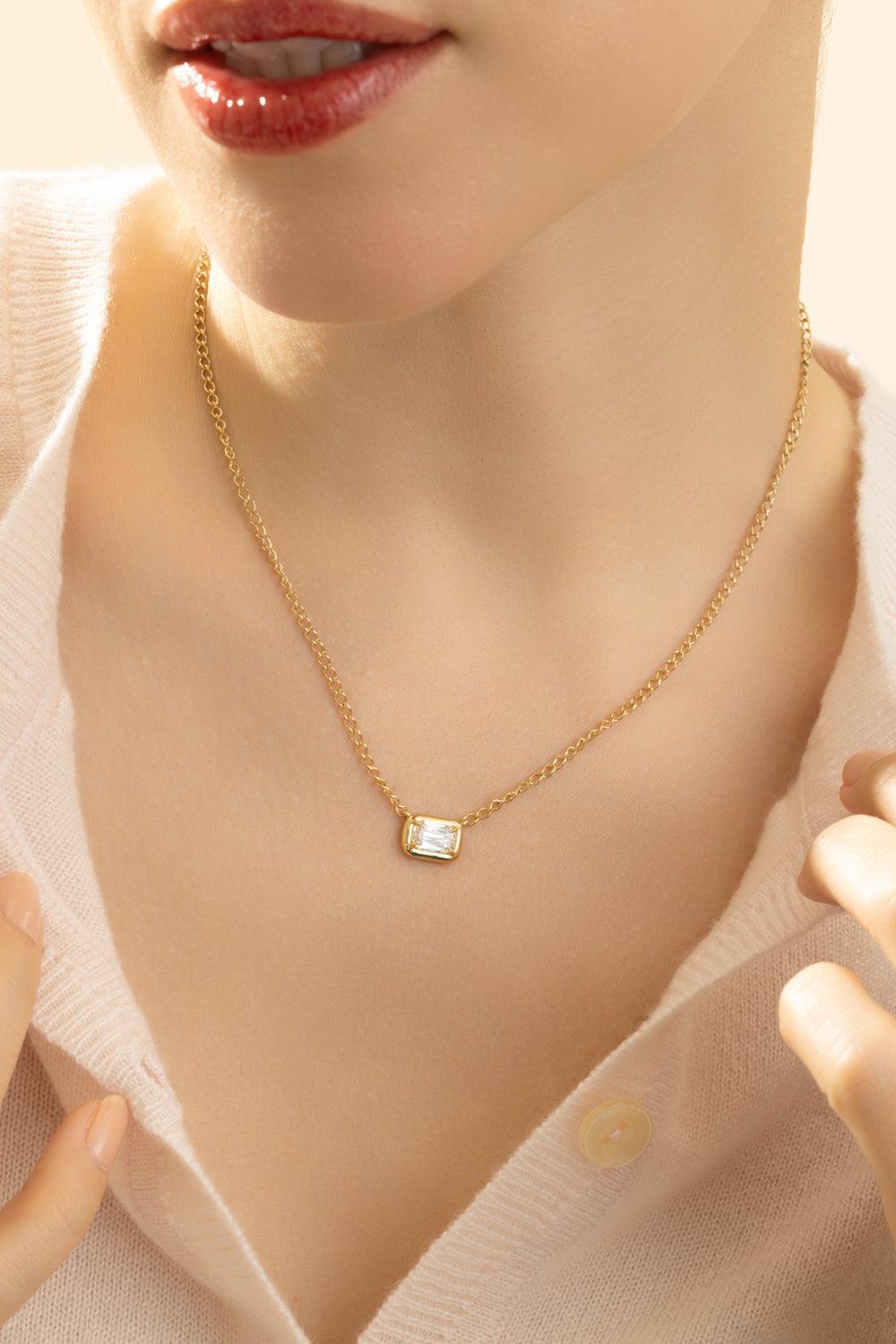 Diamond Bezel Set Solitaire Necklace-YELLOW GOLD-JEWELRYFINE JEWELNECKLACE O-KWIAT