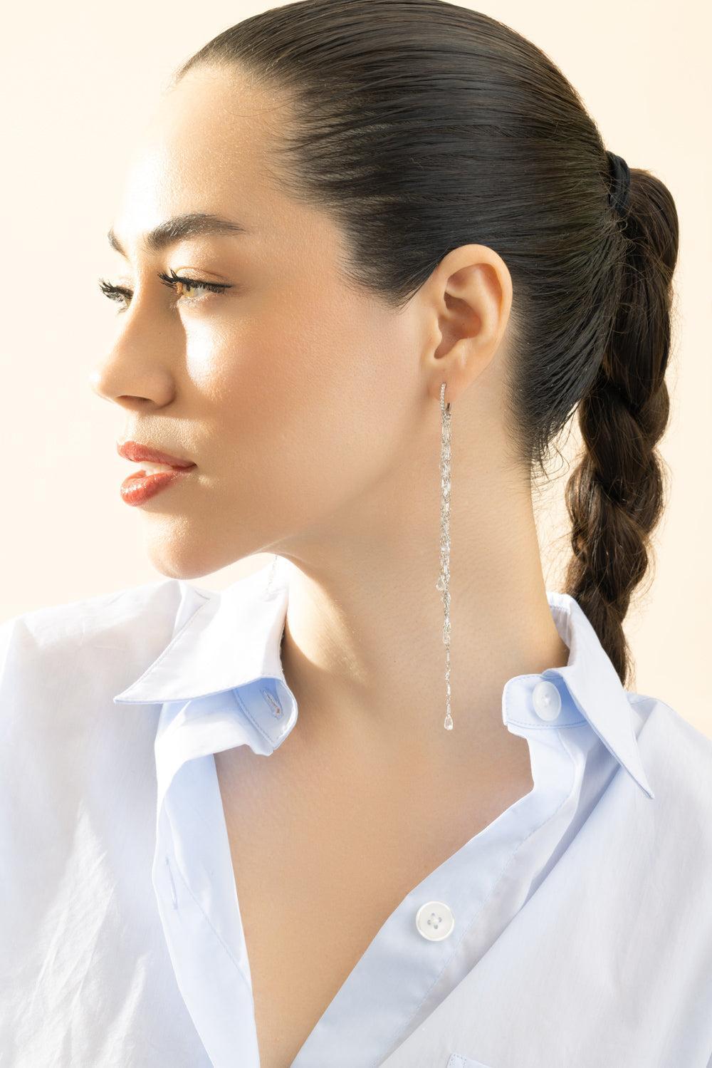 Diamond Heritage Long Earrings-WHITE GOLD-JEWELRYFINE JEWELEARRING-RUCHI NEW YORK