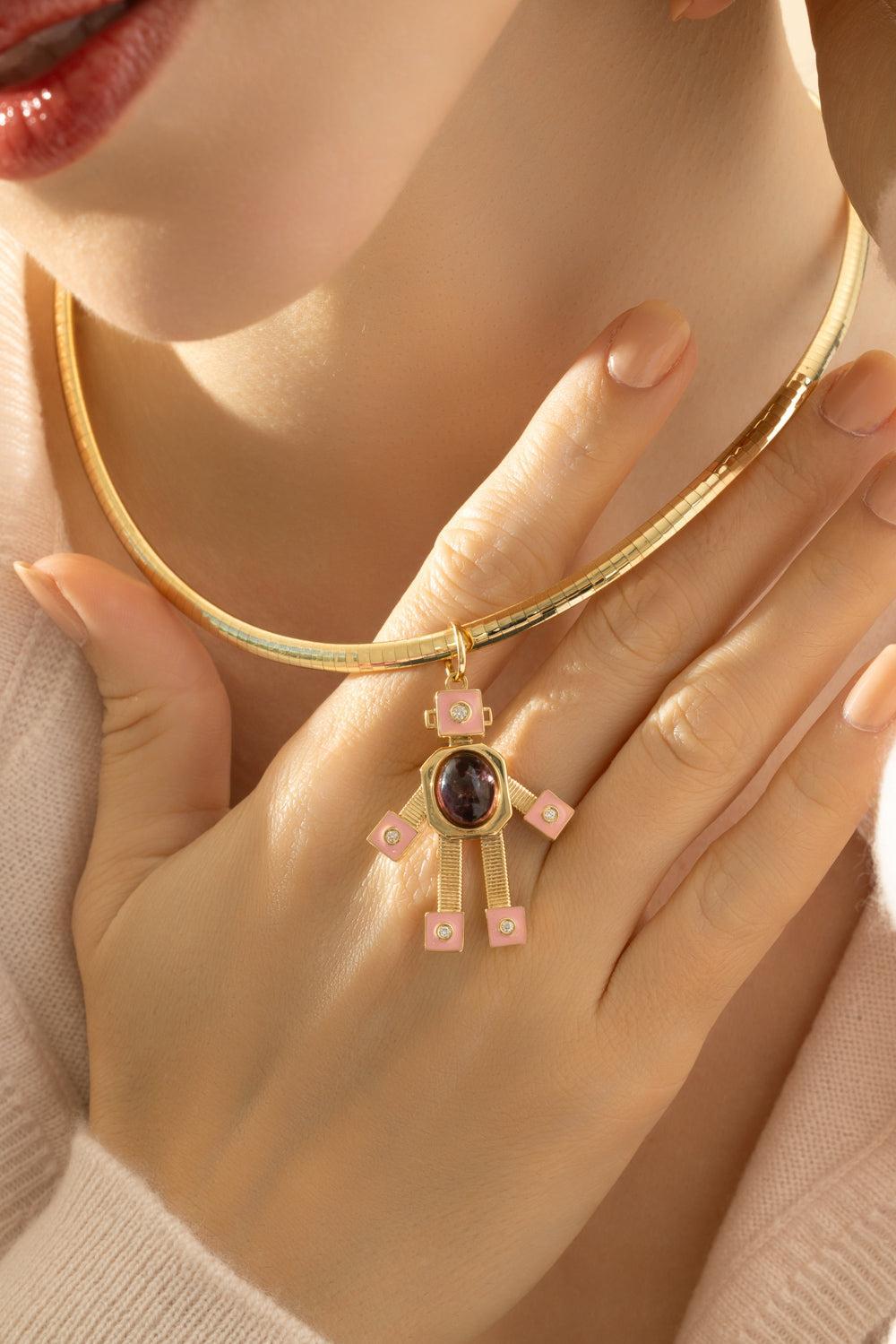 Dome Omega Collar Necklace-YELLOW GOLD-16-JEWELRYFINE JEWELNECKLACE O-VAN