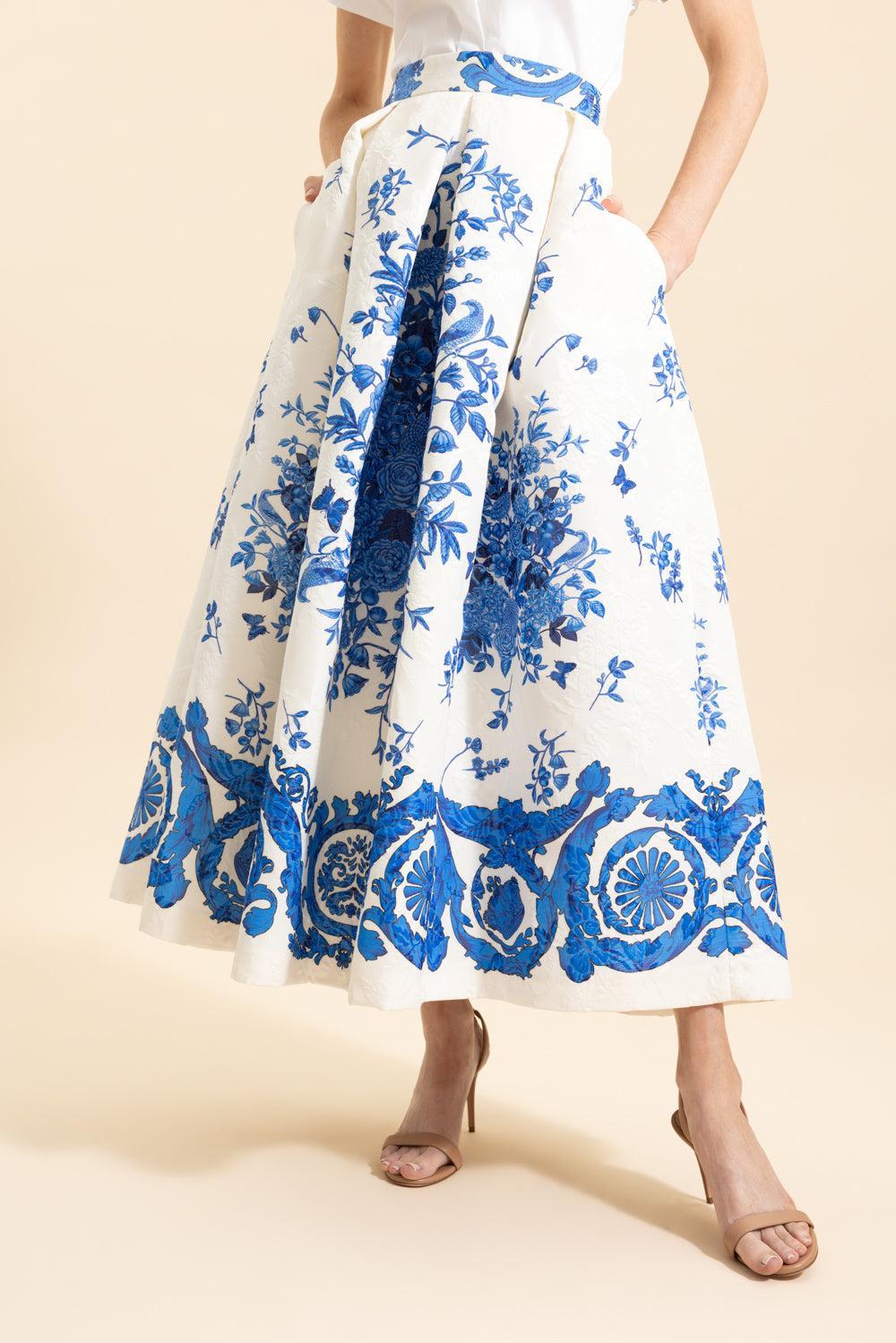 Luna Midi Skirt - White-WHT AZUR-40-CLOTHINGSKIRTMIDI-LUNATICA