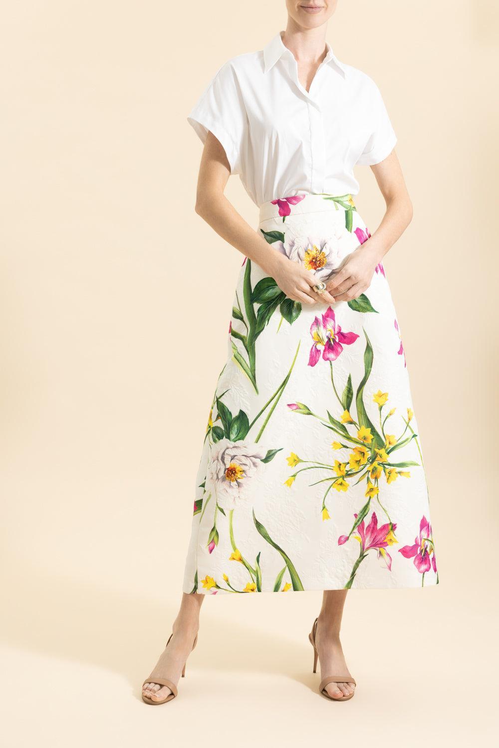 Jardin Midi Skirt-WHITE-40-CLOTHINGSKIRTMIDI-LUNATICA