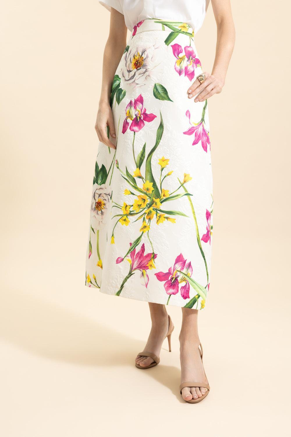 Jardin Midi Skirt-WHITE-40-CLOTHINGSKIRTMIDI-LUNATICA