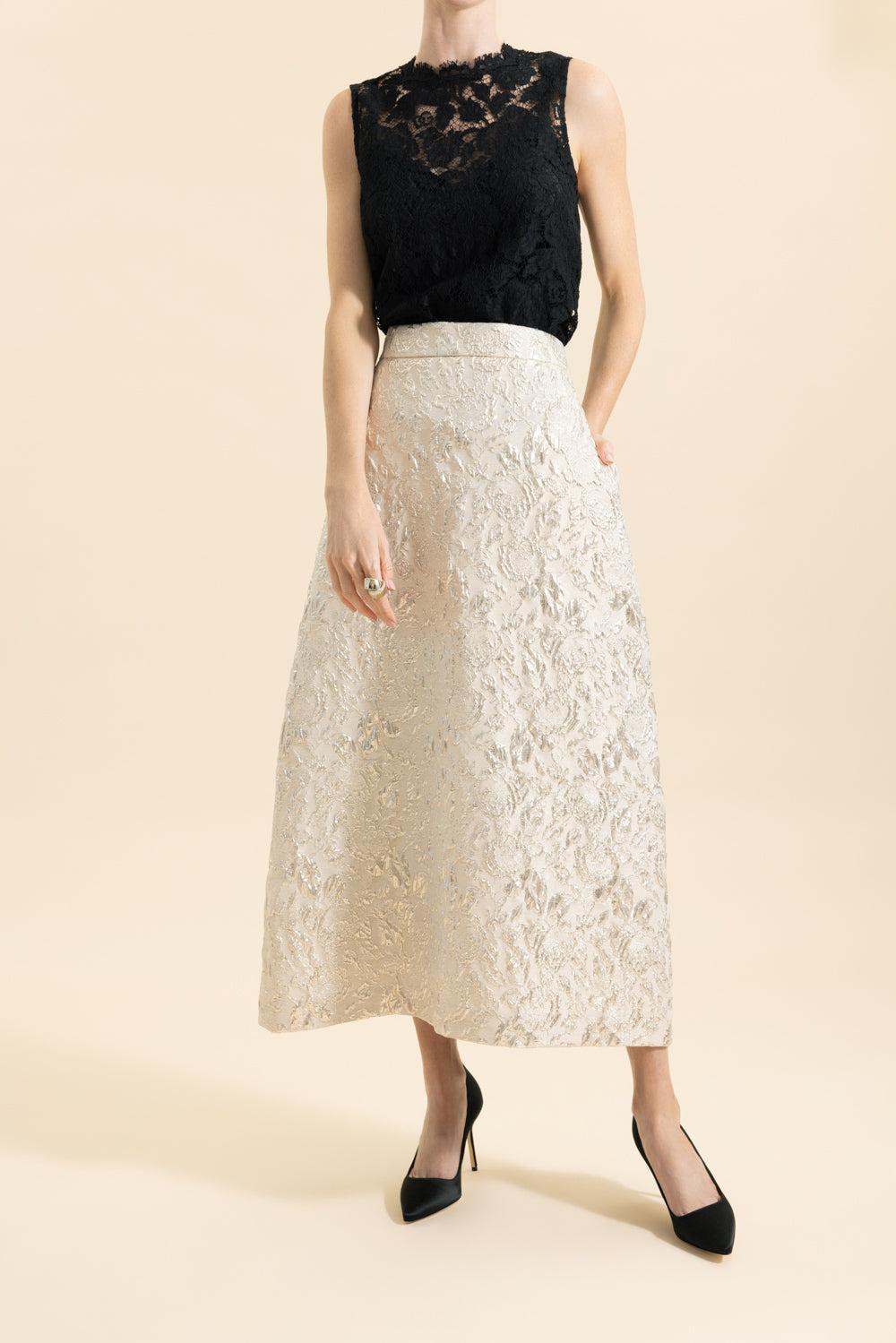 Venice Midi Skirt-CHAMPAGNE-38-CLOTHINGSKIRTMIDI-LUNATICA
