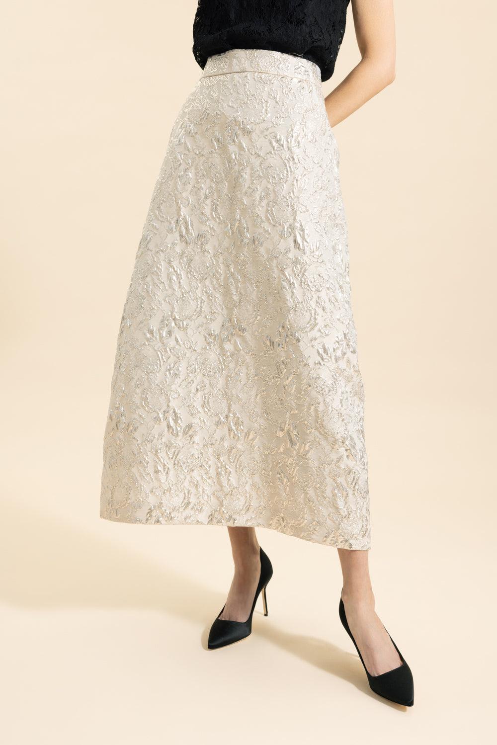 Venice Midi Skirt-CHAMPAGNE-38-CLOTHINGSKIRTMIDI-LUNATICA