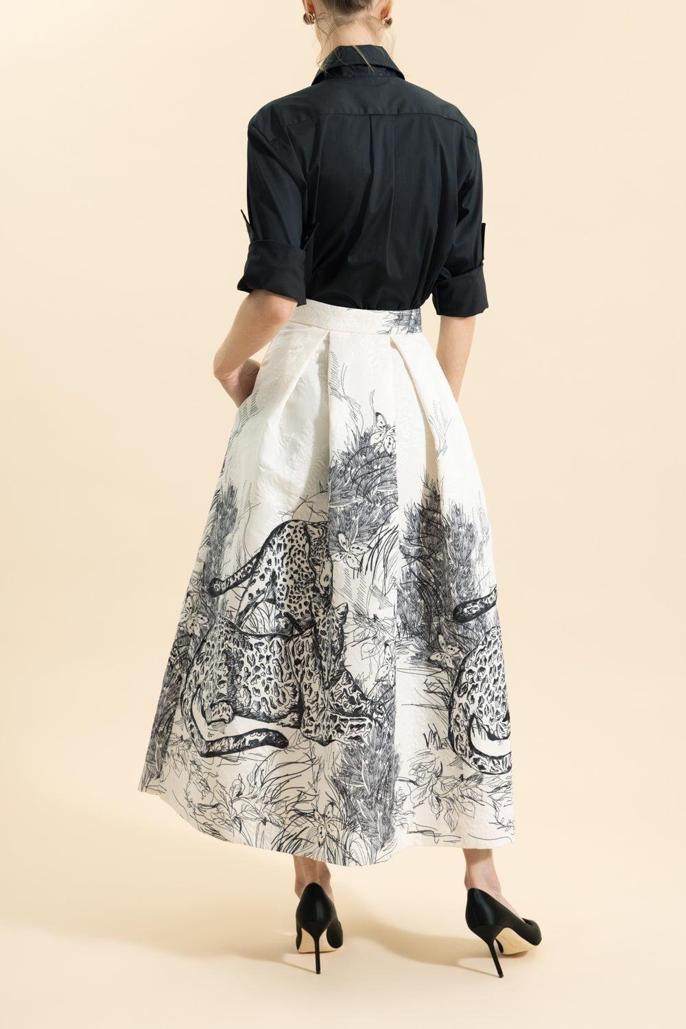 Luna Midi Skirt - Black-WHITE/BLACK-40-CLOTHINGSKIRTMIDI-LUNATICA