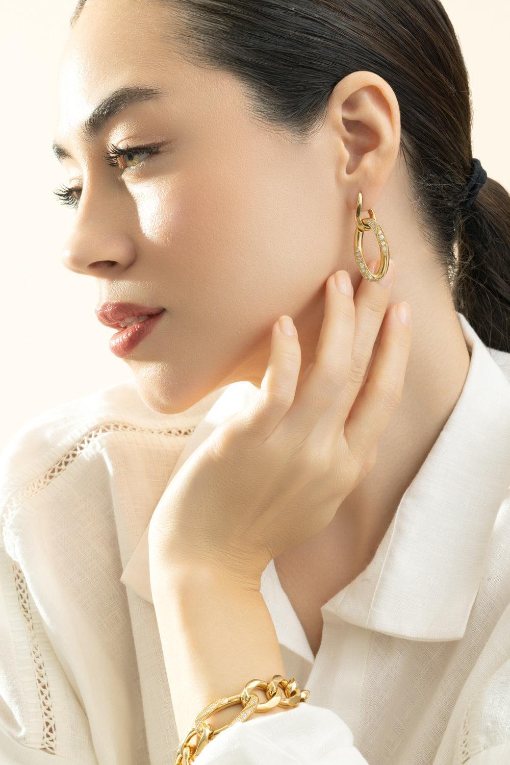 Diamond Blink Pendant Earrings-YELLOW GOLD-JEWELRYFINE JEWELEARRING-BIZZOTTO