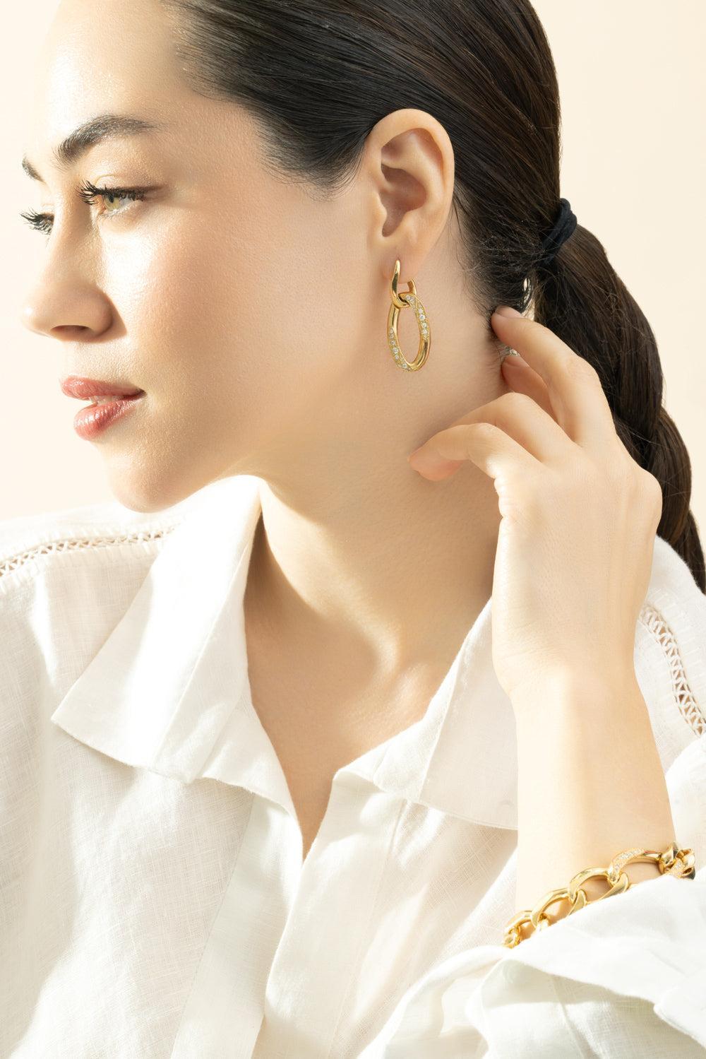 Diamond Blink Pendant Earrings-YELLOW GOLD-JEWELRYFINE JEWELEARRING-BIZZOTTO