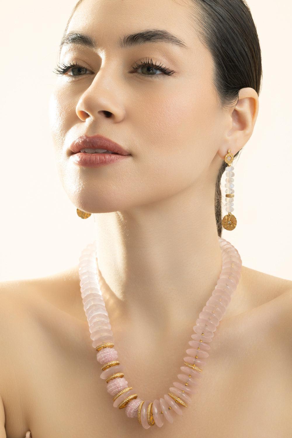 Diamond Moonstone Beaded Drop Earrings-YELLOW GOLD-JEWELRYFINE JEWELEARRING-COOMI