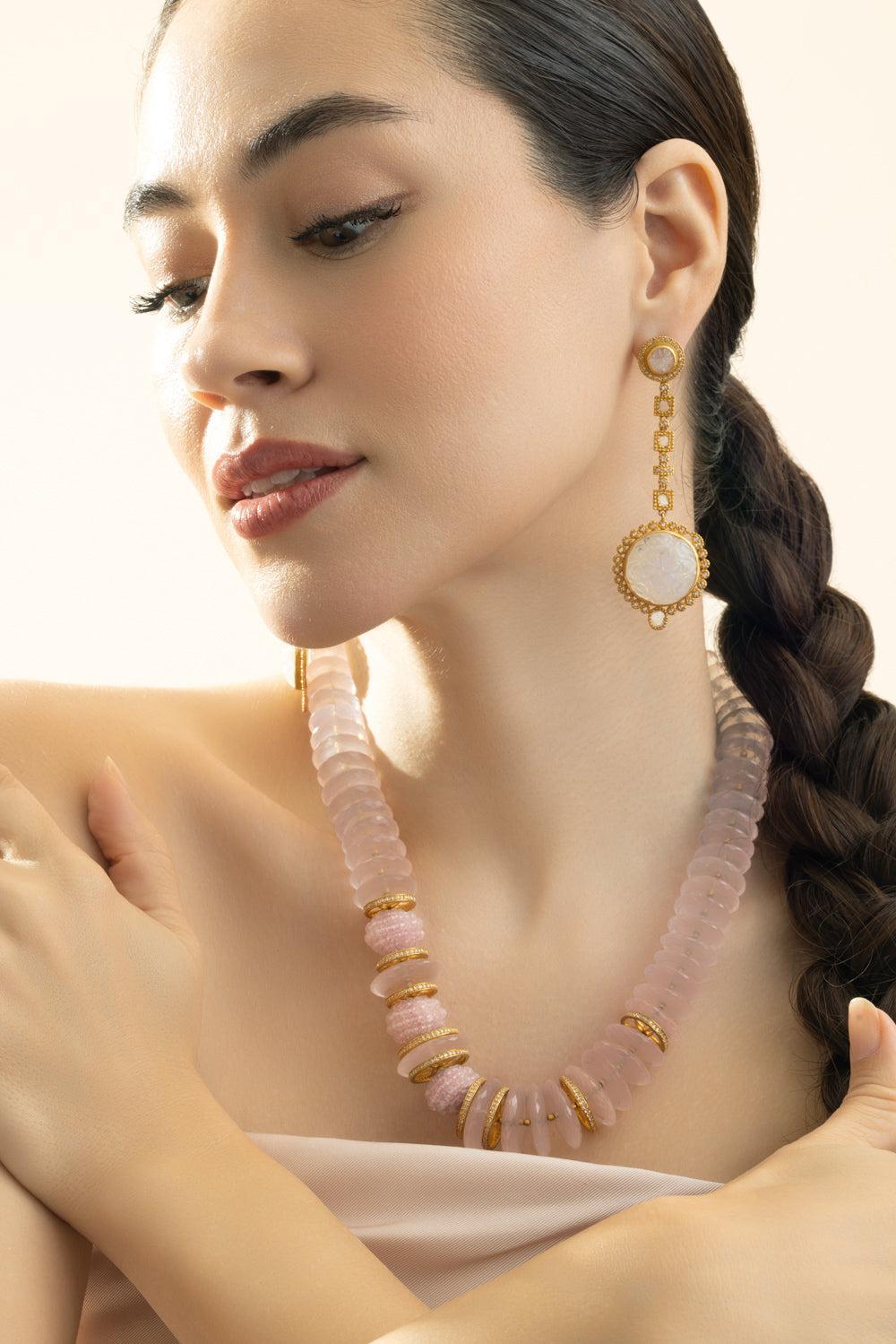 Moonstone Diamond Drop Earrings-YELLOW GOLD-JEWELRYFINE JEWELEARRING-COOMI