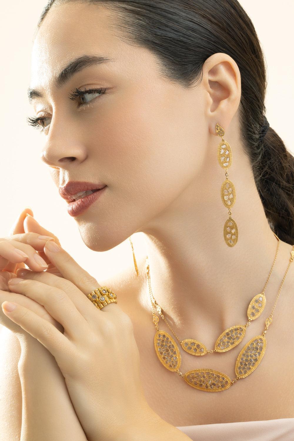 Diamond Eternity Triple Earrings-YELLOW GOLD-JEWELRYFINE JEWELEARRING-COOMI