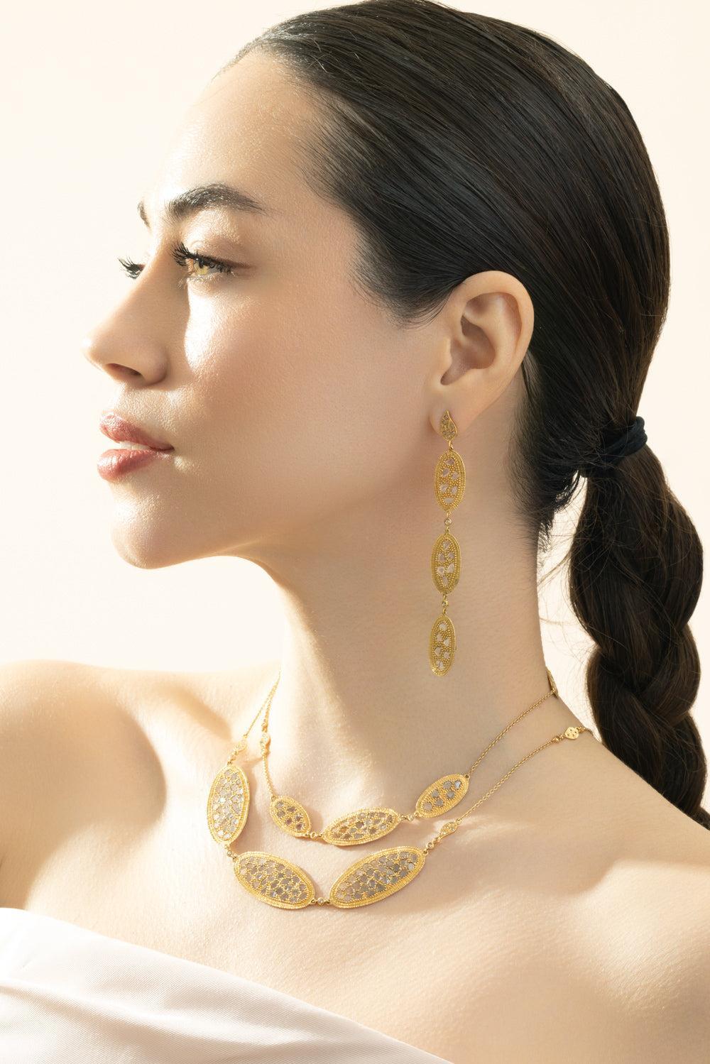 Diamond Eternity Triple Earrings-YELLOW GOLD-JEWELRYFINE JEWELEARRING-COOMI