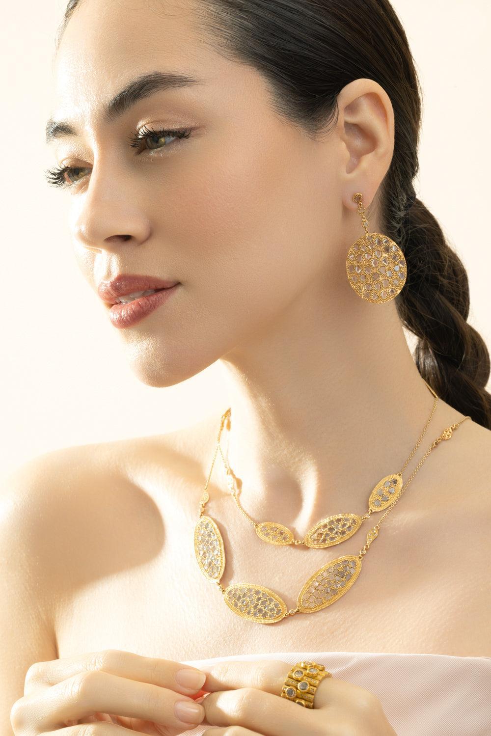 Diamond Eternity Slice Disk Earrings-YELLOW GOLD-JEWELRYFINE JEWELEARRING-COOMI