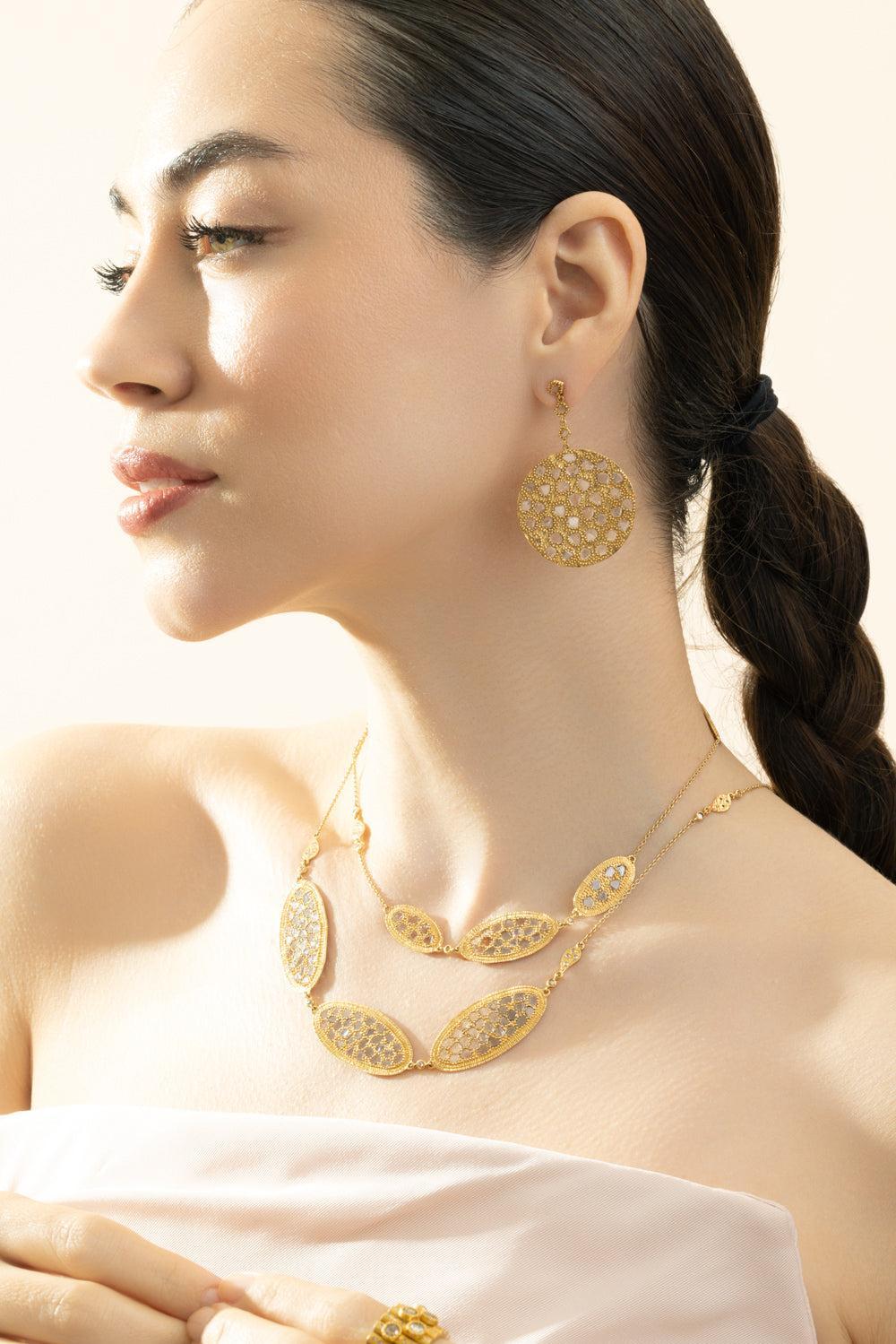 Diamond Eternity Slice Disk Earrings-YELLOW GOLD-JEWELRYFINE JEWELEARRING-COOMI