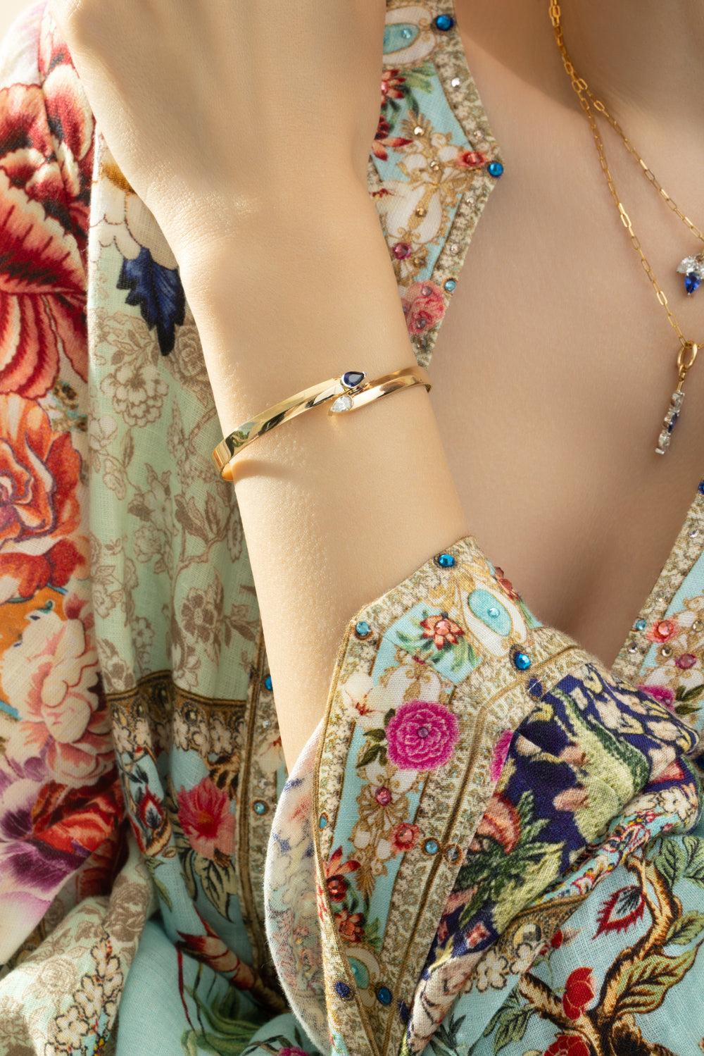 Blue Sapphire Diamond Toi Et Moi Bracelet-YELLOW GOLD-JEWELRYFINE JEWELBRACELET O-PHILLIPS HOUSE