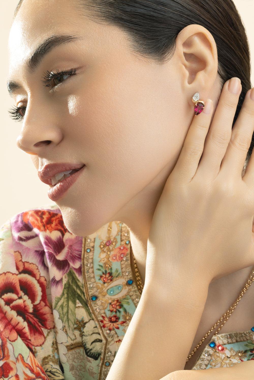 Tourmaline Diamond Swivel Stud Earrings-ROSEGLD-JEWELRYFINE JEWELEARRING-PHILLIPS HOUSE