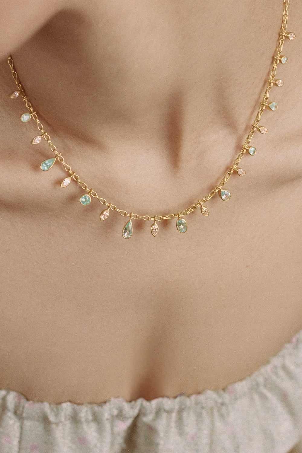 Paraiba Tourmaline Diamond Fringe Necklace