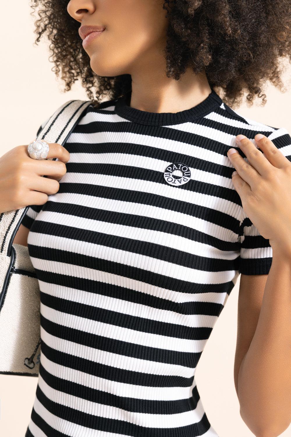Ribbed Stripe Tee-STRIPE-XS-CLOTHINGTOPBLOUSE-PATOU