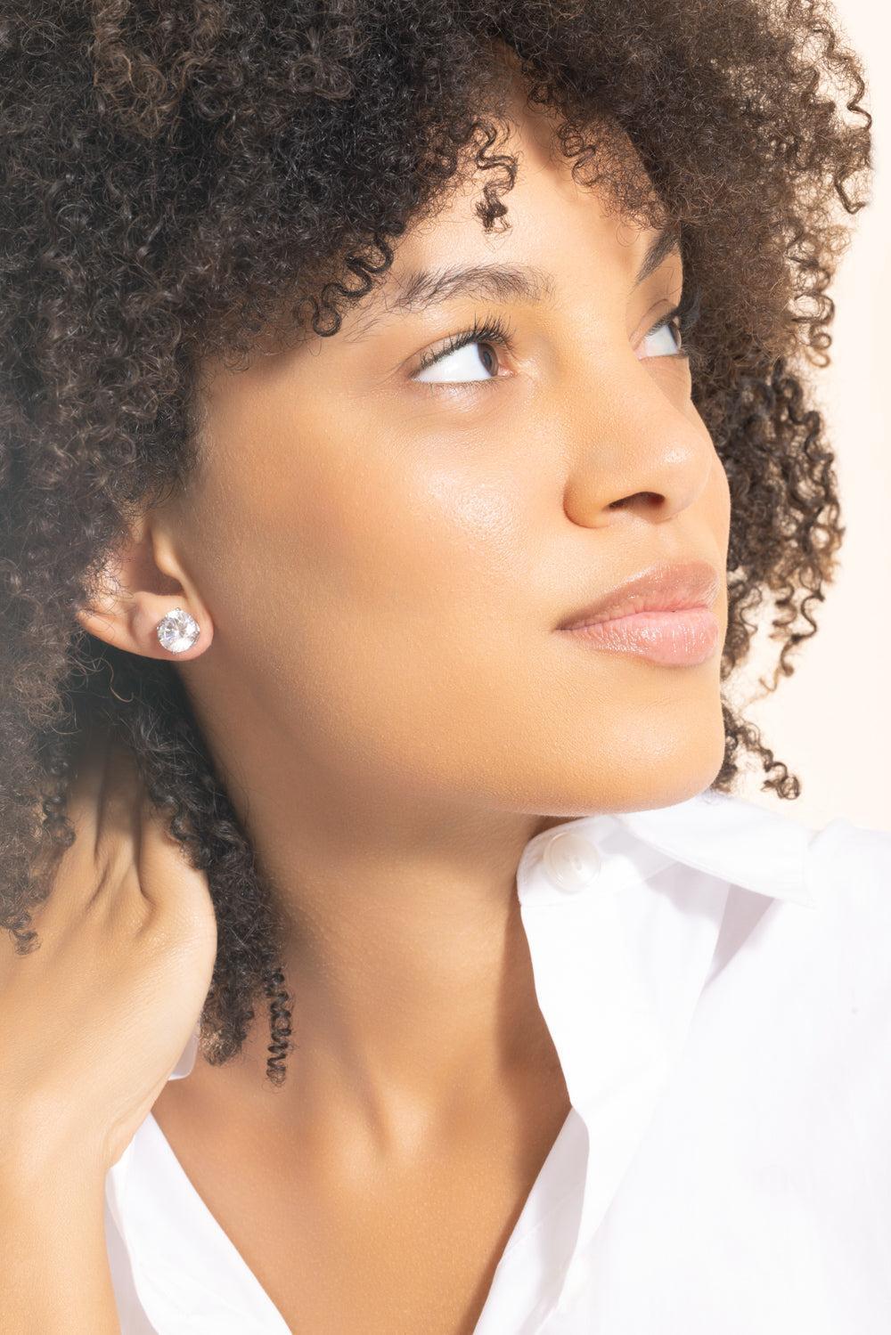 Round Stud Earrings-WHITE GOLD-JEWELRYBOUTIQUEEARRING-FANTASIA by DESERIO