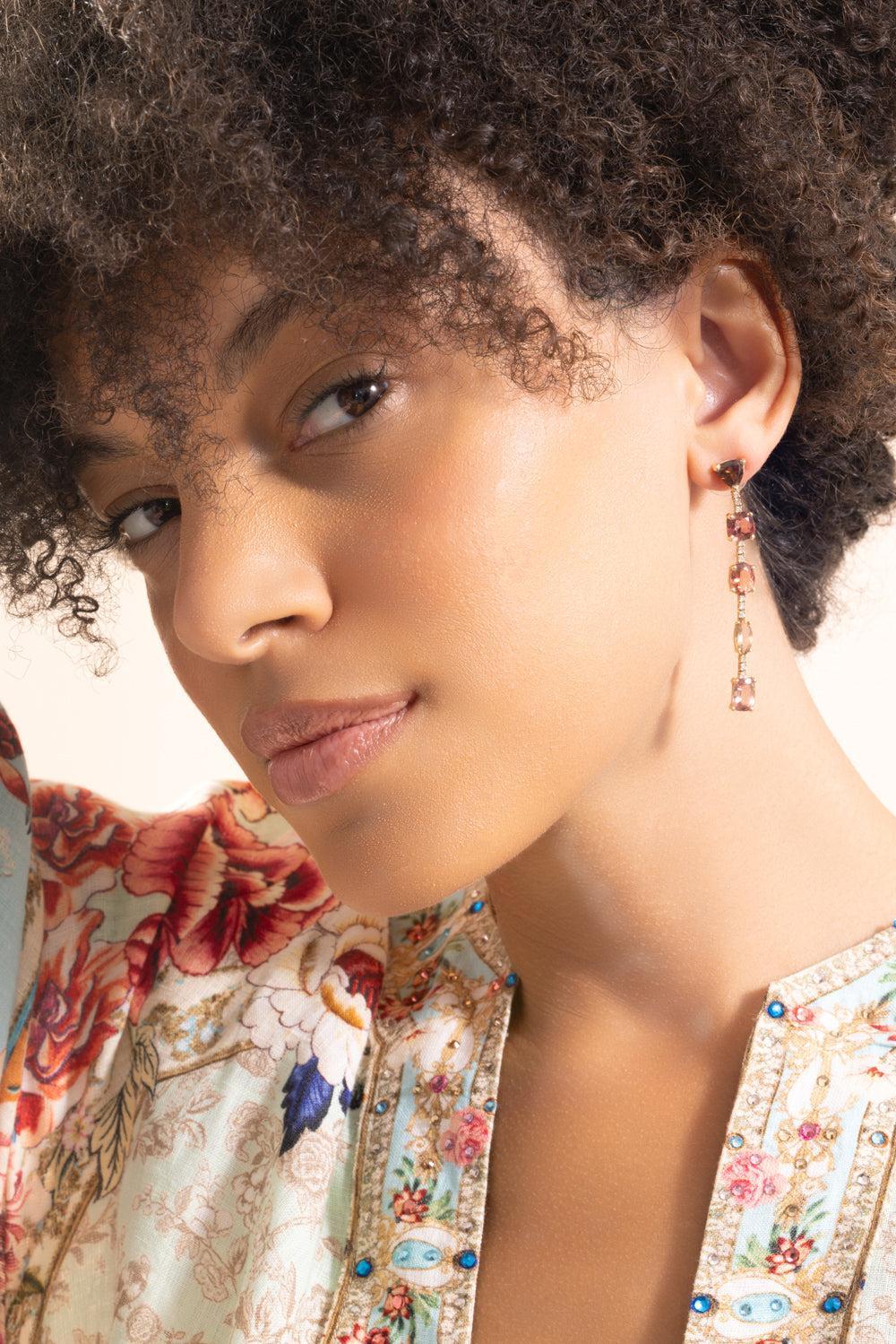 Pink Tourmaline Twiggy Earrings-YELLOW GOLD-JEWELRYFINE JEWELEARRING-JACQUIE AICHE