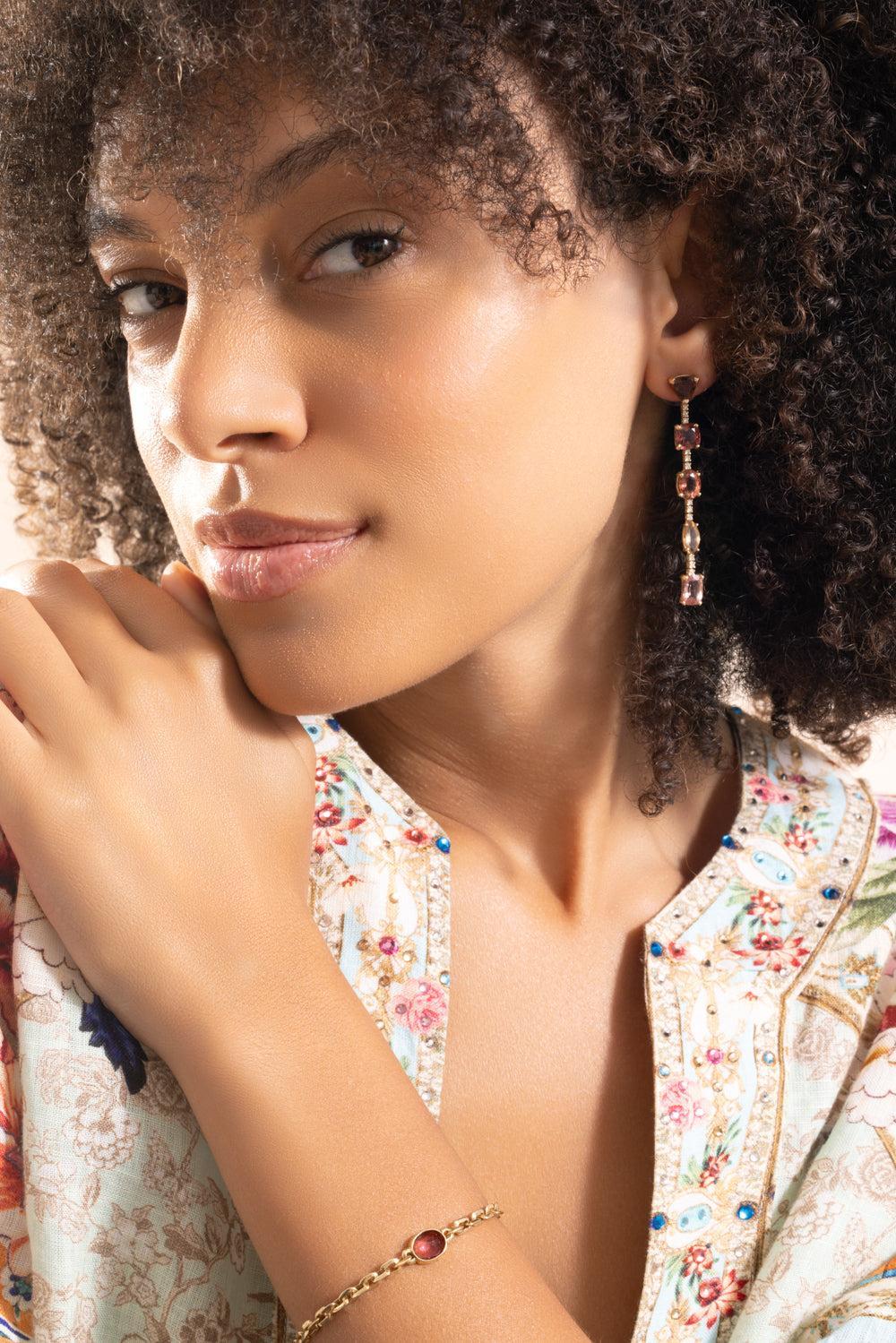 Pink Tourmaline Twiggy Earrings-YELLOW GOLD-JEWELRYFINE JEWELEARRING-JACQUIE AICHE