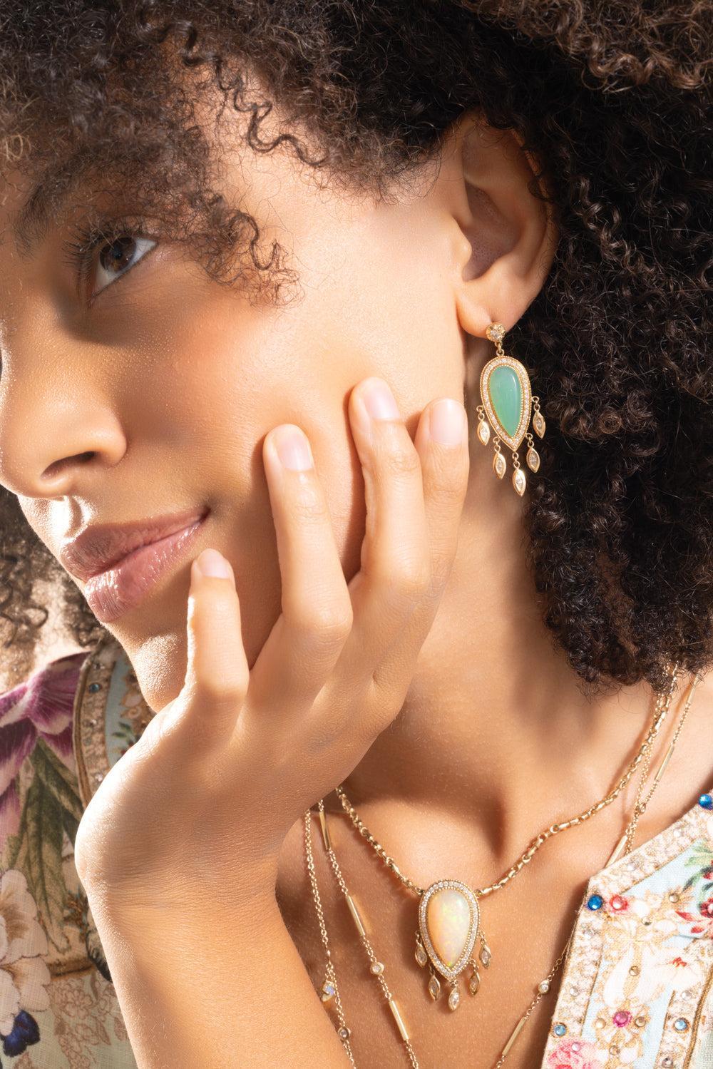 Chrysoprase Teardrop Earrings-YELLOW GOLD-JEWELRYFINE JEWELEARRING-JACQUIE AICHE