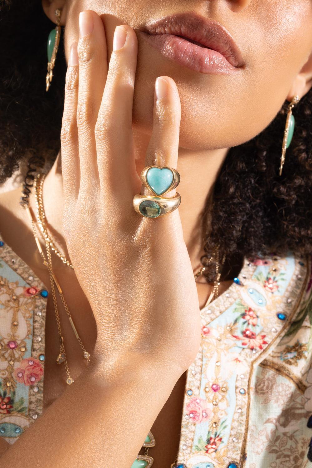 Amazonite Heart Signet Ring-YELLOW GOLD-3.75-JEWELRYFINE JEWELRING-JACQUIE AICHE