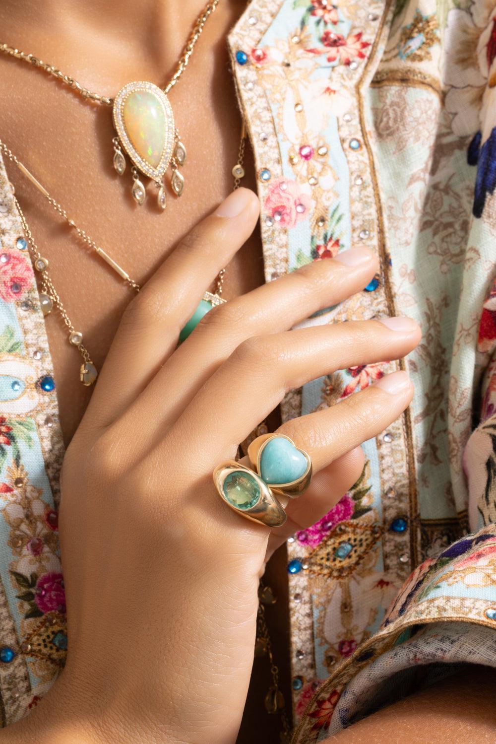 Amazonite Heart Signet Ring-YELLOW GOLD-3.75-JEWELRYFINE JEWELRING-JACQUIE AICHE