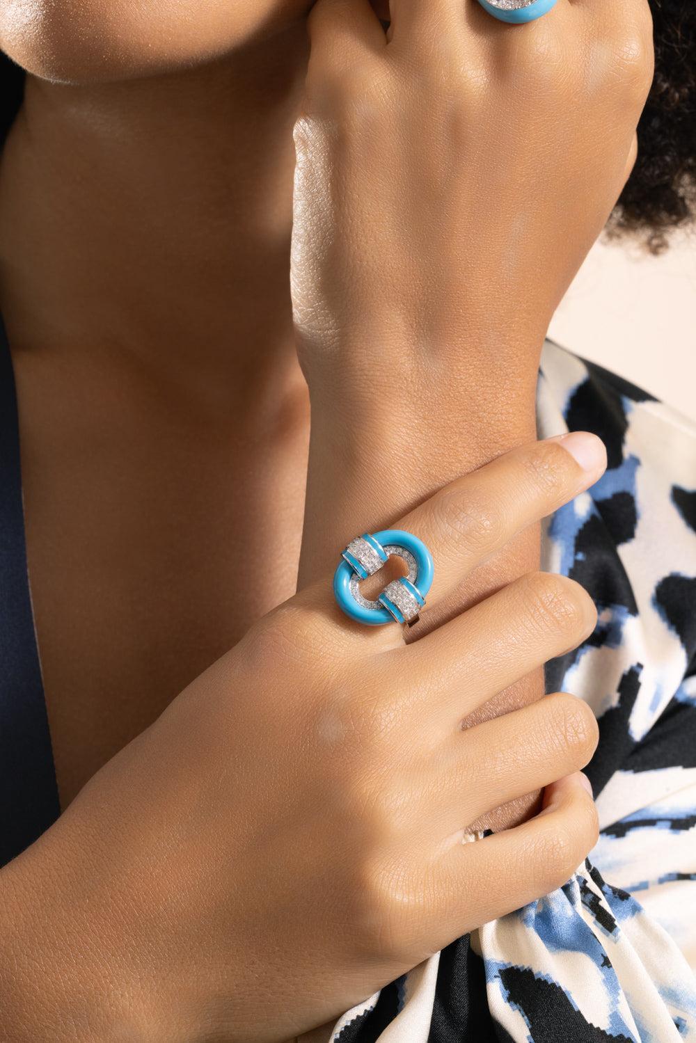 Diamond Turquoise Carved Ring-WHITE GOLD-6.5-JEWELRYFINE JEWELRING-PIRANESI