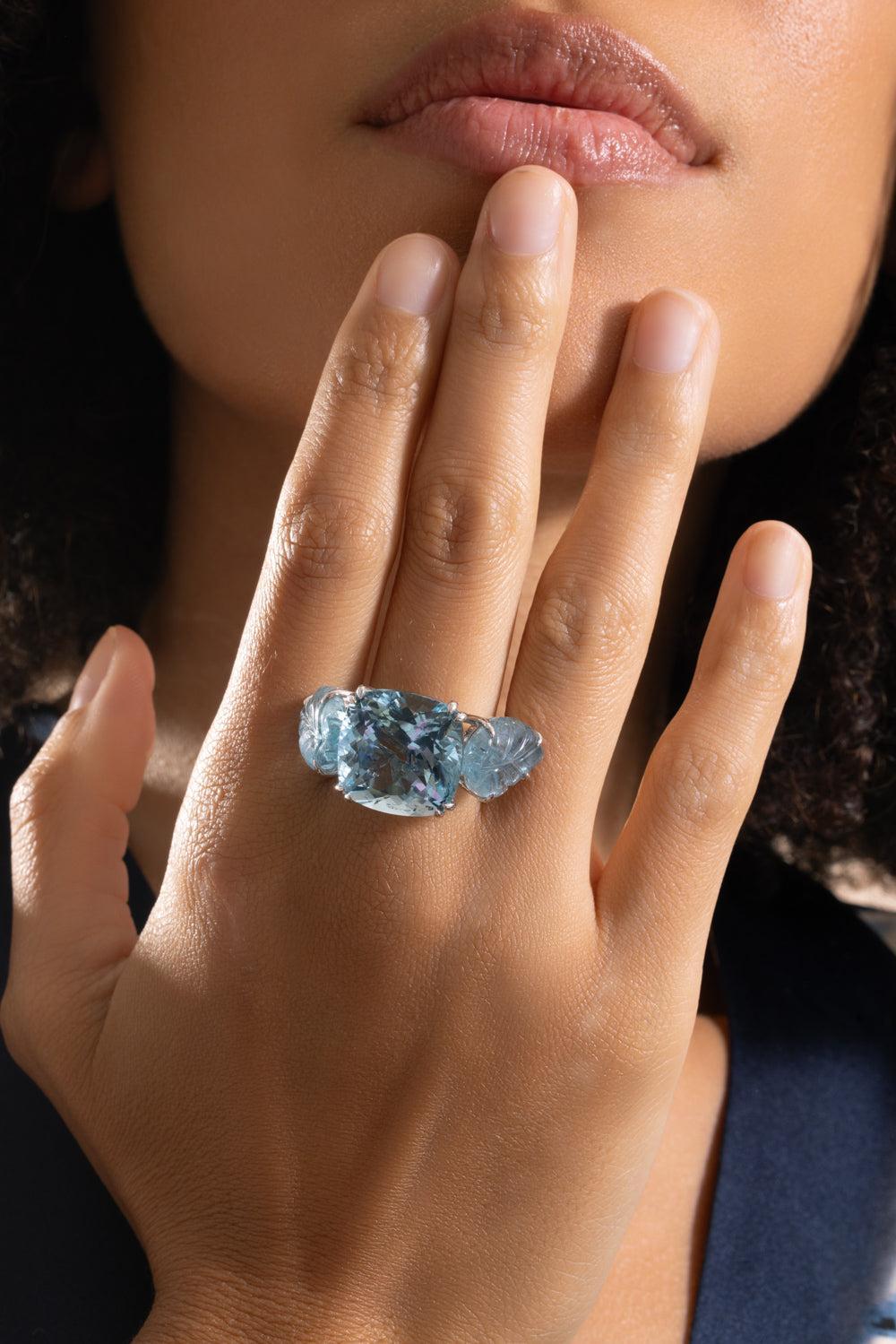 Aqua Carved Ring-WHITE GOLD-7-JEWELRYFINE JEWELRING-PIRANESI